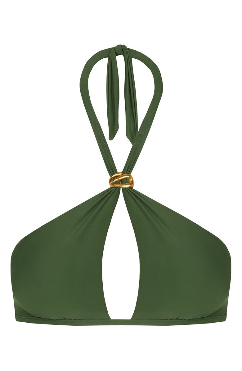 ViX Paula Hermanny Leone Larissa Halter Bikini Top, Alternate, color, Green