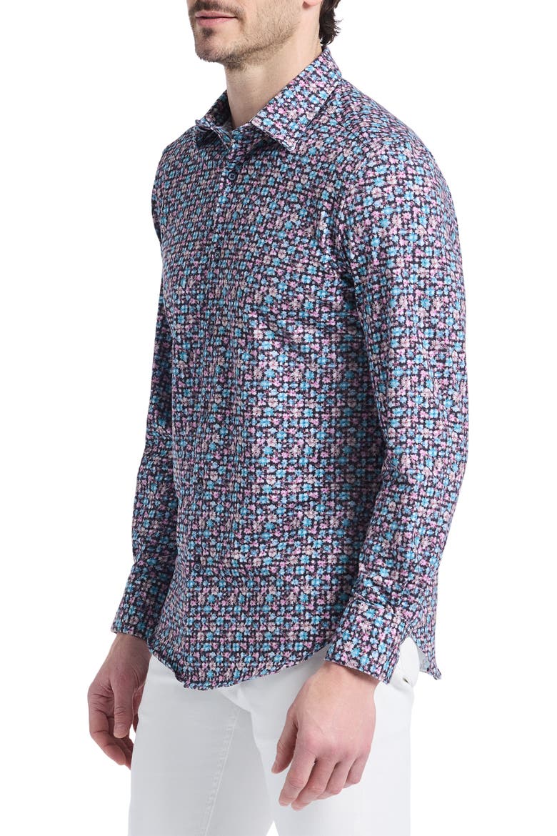 Shipton Stretch Cotton Button-Up Shirt, Alternate, color, BLUE MULTI