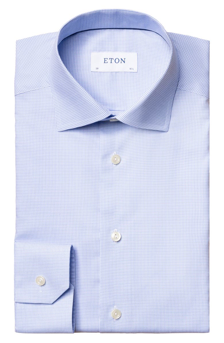 Eton Slim Fit Checked Fine Twill Shirt, Main, color, 