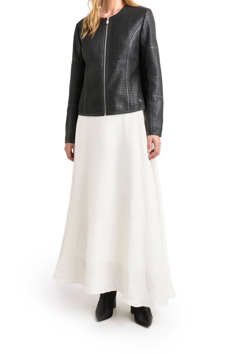 Velez Woven Leather Jacket, Alternate, color, Black