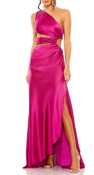 Mac Duggal Women’s One-Shoulder Cut-Out Satin Maxi Gown