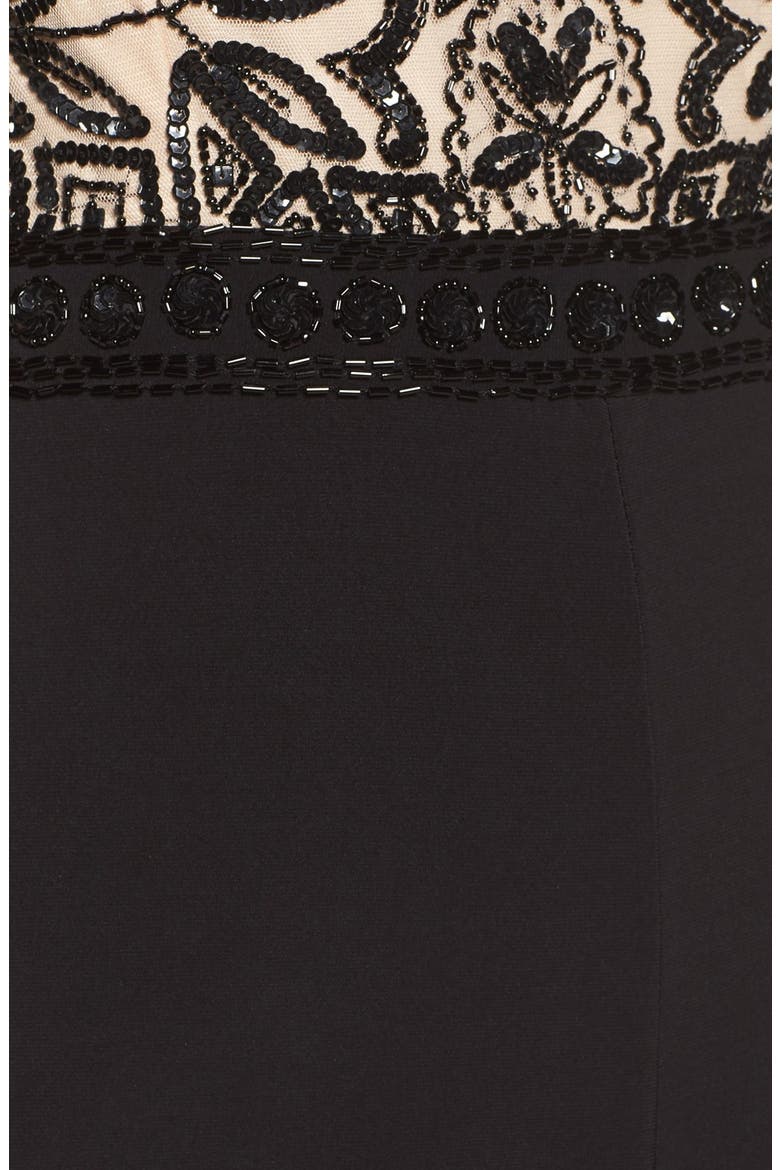 Embellished Mesh & Jersey Jumpsuit, Alternate, color, BLACK NUDE