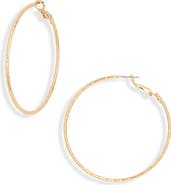 NORDSTROM RACK 55mm Skinny Textured Hoop Earrings