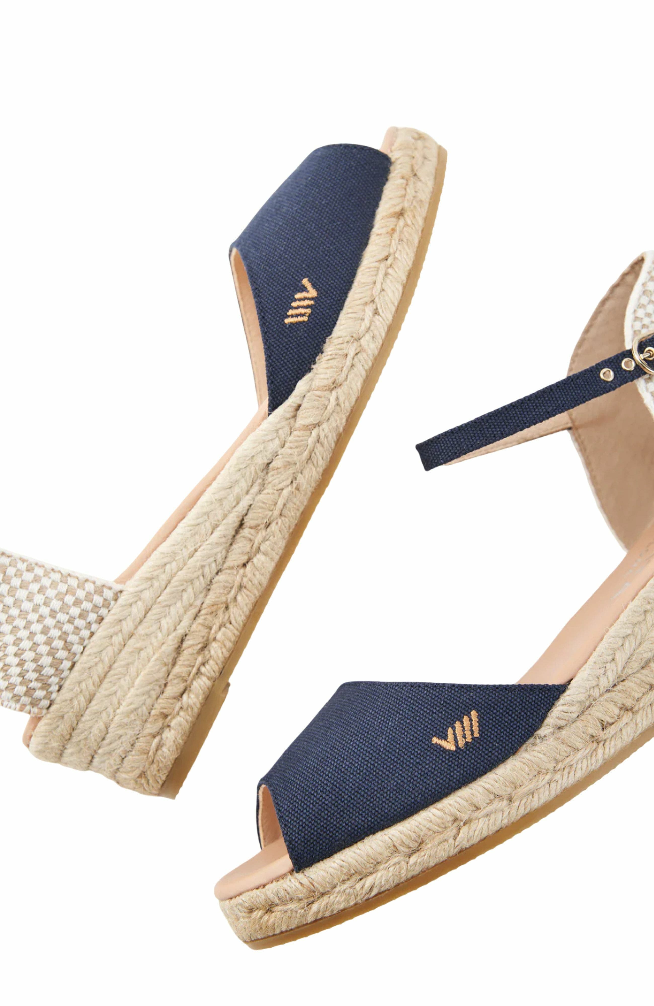 VISCATA Cavall Canvas Espadrille Sandal Wedges, Alternate, color, Navy Blue