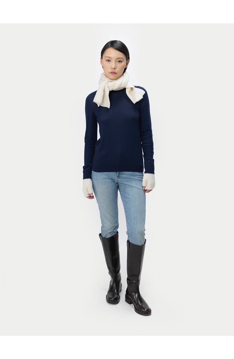 Gobi Cashmere Wide Rib Knit Scarf, Alternate, color, White