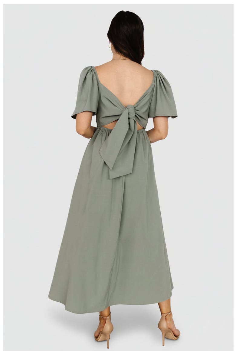 Indie Back Tie Dress, Alternate, color, Dusty Green