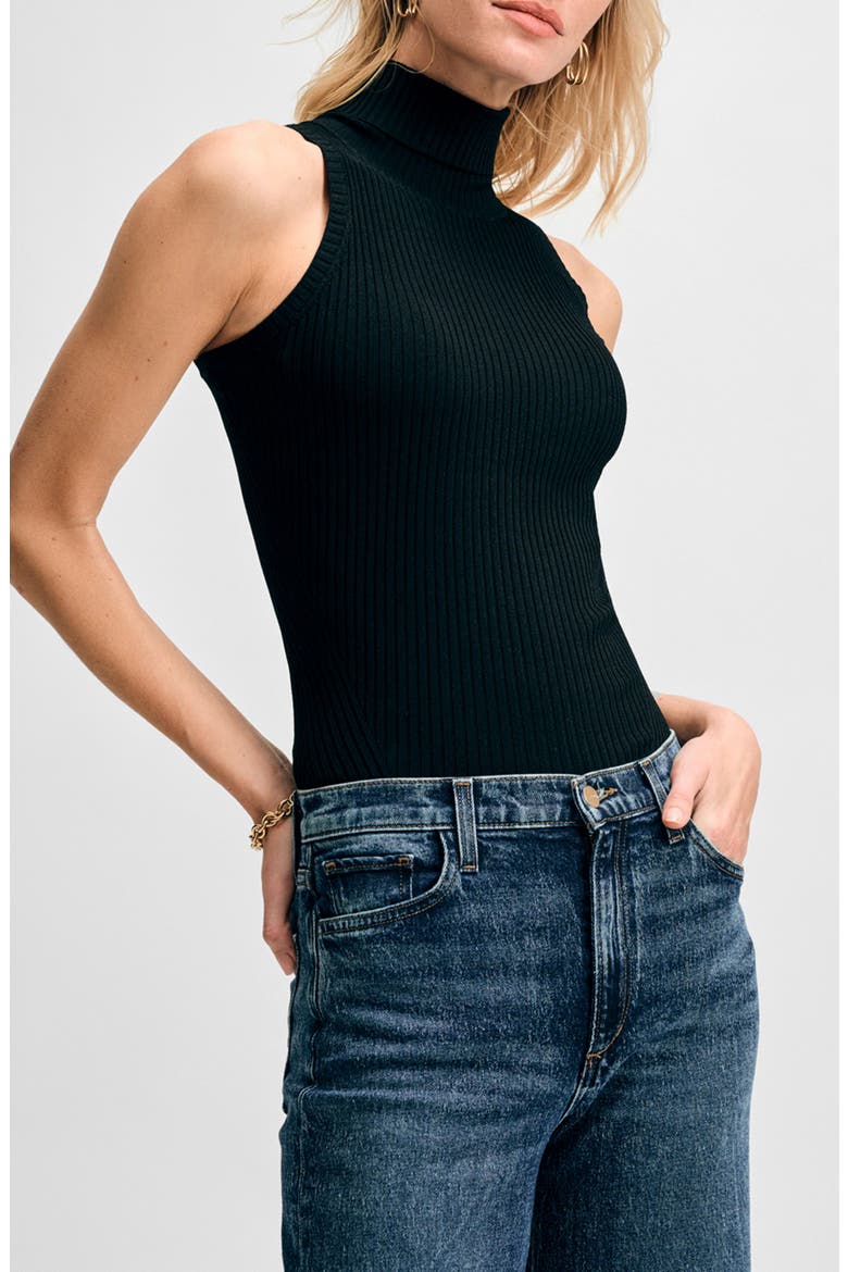 Rib Turtleneck Sleeveless Top, Alternate, color, BLACK