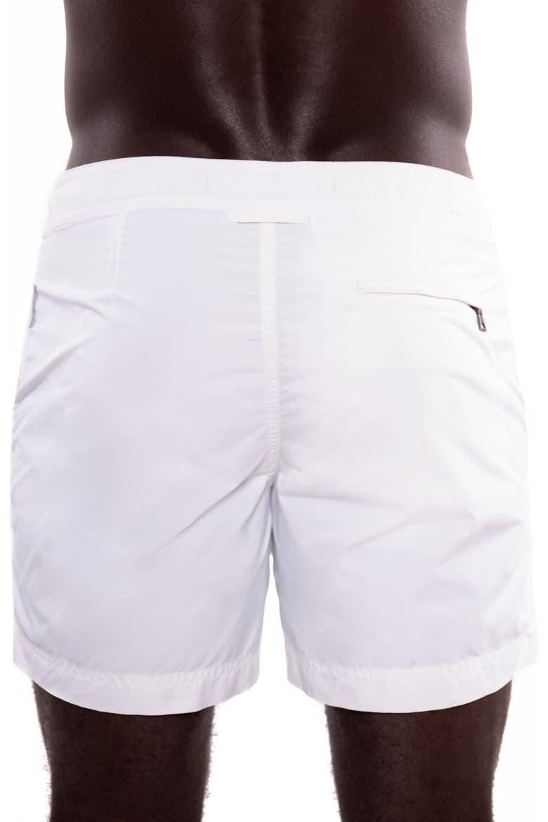 Elvio Tailored Solid Hybrid Swim Trunks, Alternate, color, WHITE