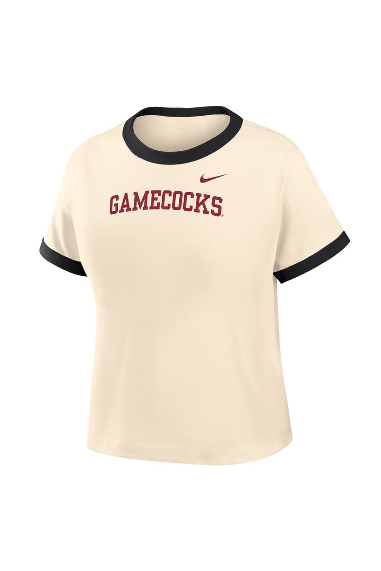 Women's Nike Natural South Carolina Gamecocks Ringer Modest Cropped T-Shirt, Main, color, Natural
