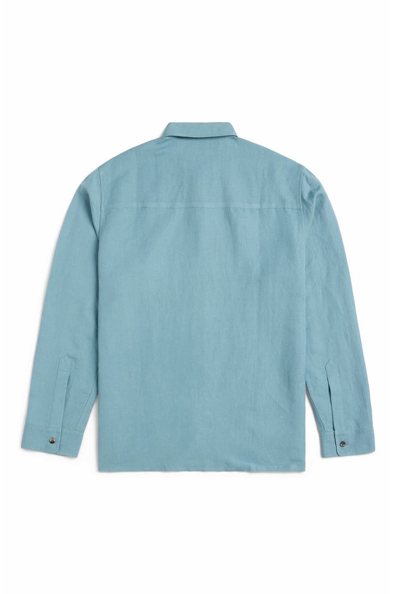Andrew Solid Linen Blend Button-Up Shirt, Alternate, color, SURF