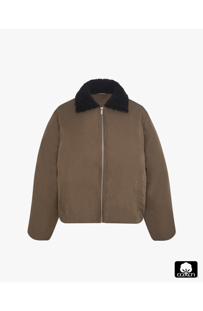 WeWoreWhat Fur Collar Balloon Jacket, Alternate, color, Moss/Black