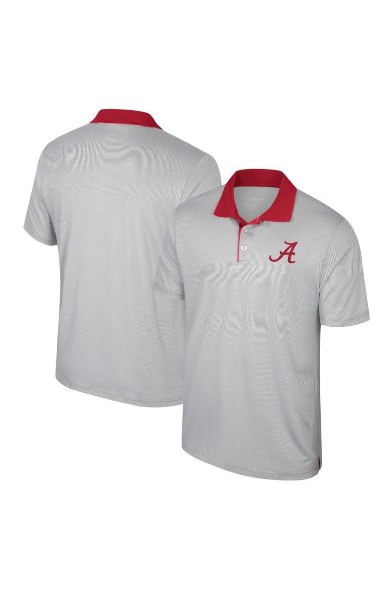 COLOSSEUM Men's Colosseum Gray Alabama Crimson Tide Big & Tall Tuck Striped Polo, Main, color, 