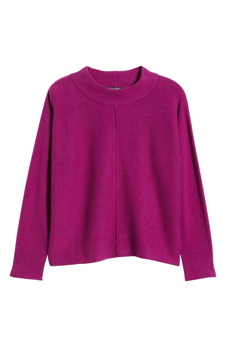 Eileen Fisher Dolman Sleeve Organic Cotton & Recycled Cashmere Sweater, Alternate, color, Berry Bloom