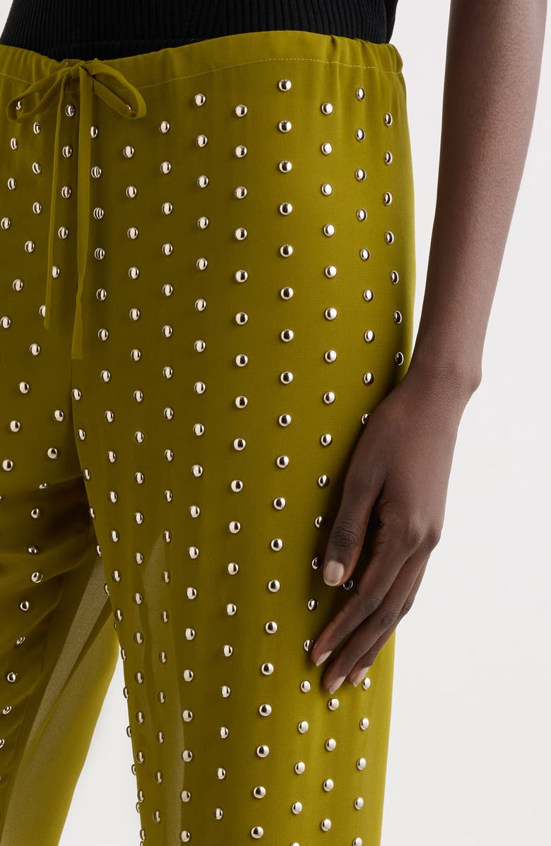 Dries Van Noten Studded Sheer Drawstring Pants, Alternate, color,