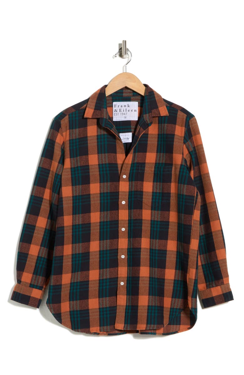 Frank & Eileen Plaid Cotton Button-Up Shirt, Main, color, Orange Blue Green Plaid