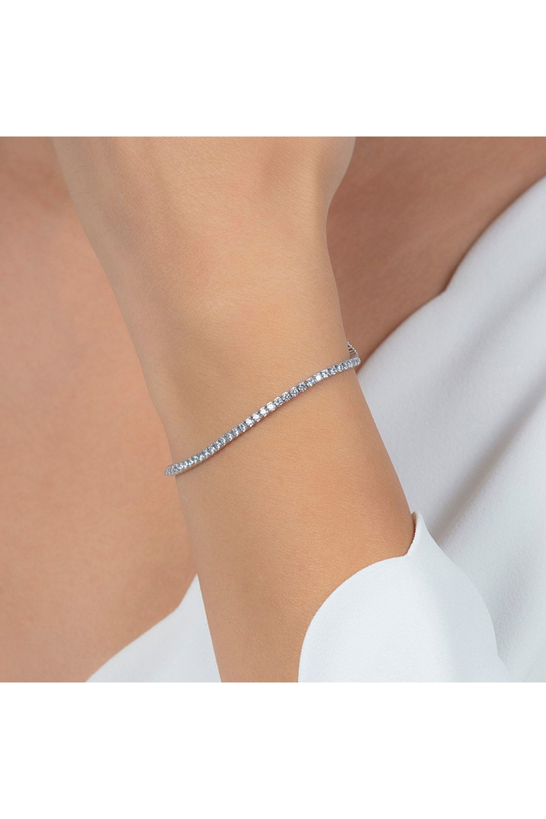 Sterling Silver 2mm Fine Tennis Bracelet, Alternate, color, Silver