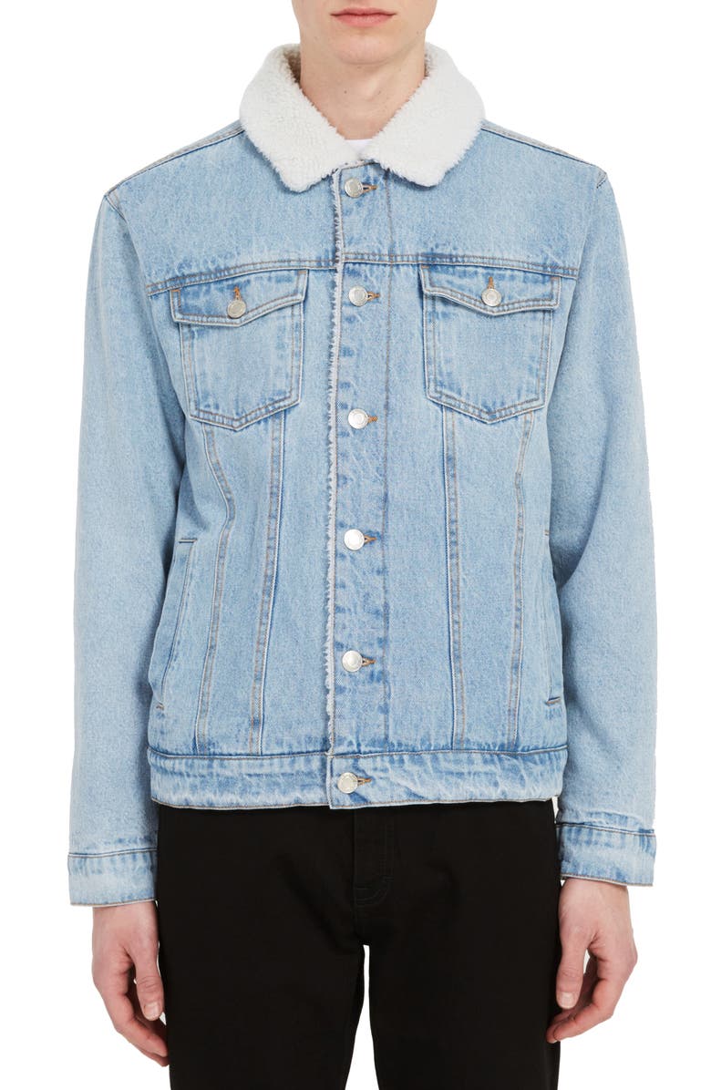 Frank And Oak Fleece Lined Denim Jacket, Main, color,