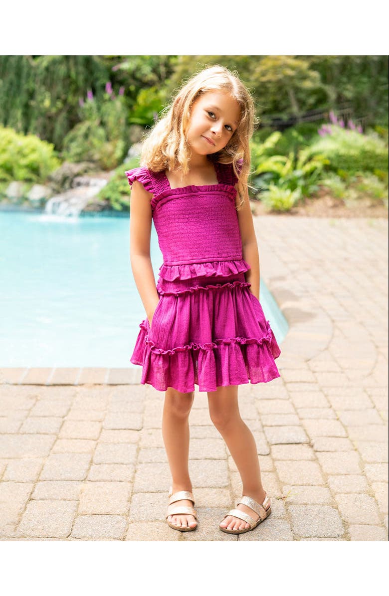 Change of Scenery Zoe Smocked Bodice Tiered Ruffle Dress, Alternate, color, Plum