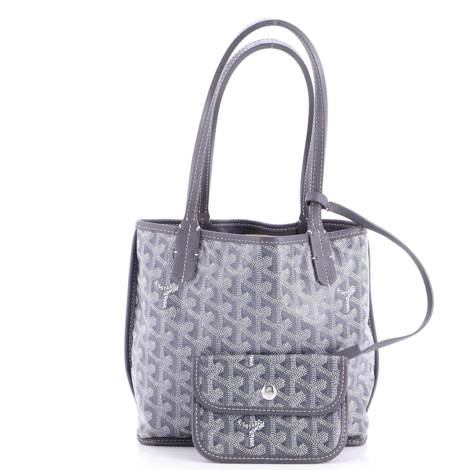Pre-Owned Goyard Anjou Reversible Tote Coated Canvas Mini, Alternate, color, Gray