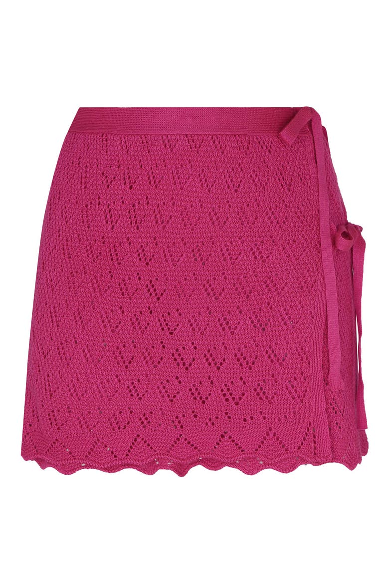 Kaia Openwork Crochet Cover-Up Miniskirt, Alternate, color, FUCHSIA
