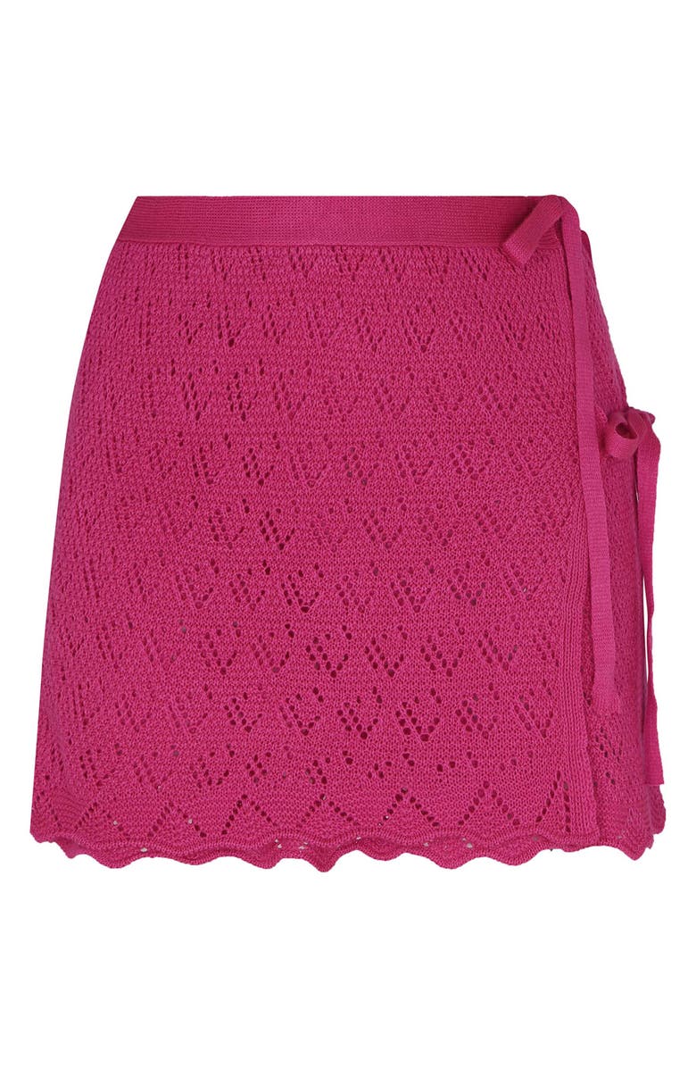 Capittana Kaia Openwork Crochet Cover-Up Miniskirt, Alternate, color, Fuchsia
