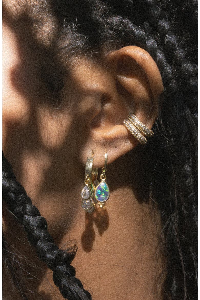 Dewlit Pear Drop Earrings, Alternate, color, GOLD