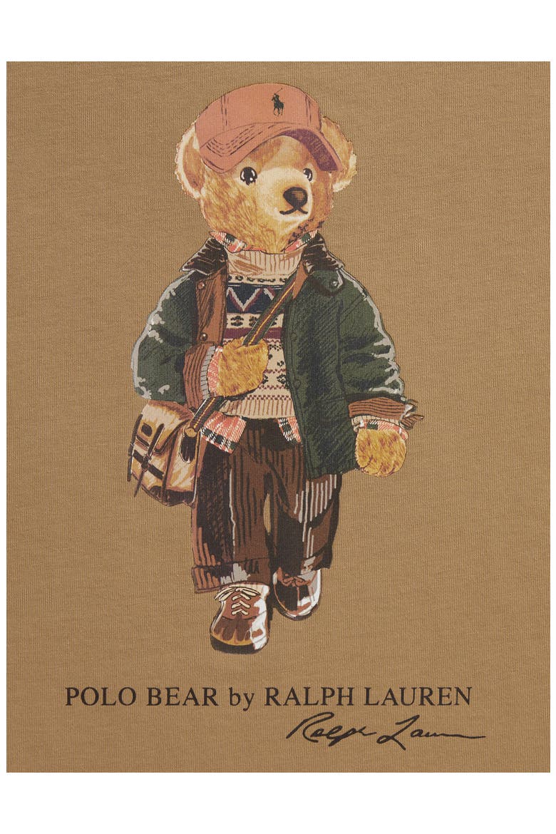 Kids' Polo Bear Graphic Long Sleeve T-Shirt, Alternate, color, CAMEL