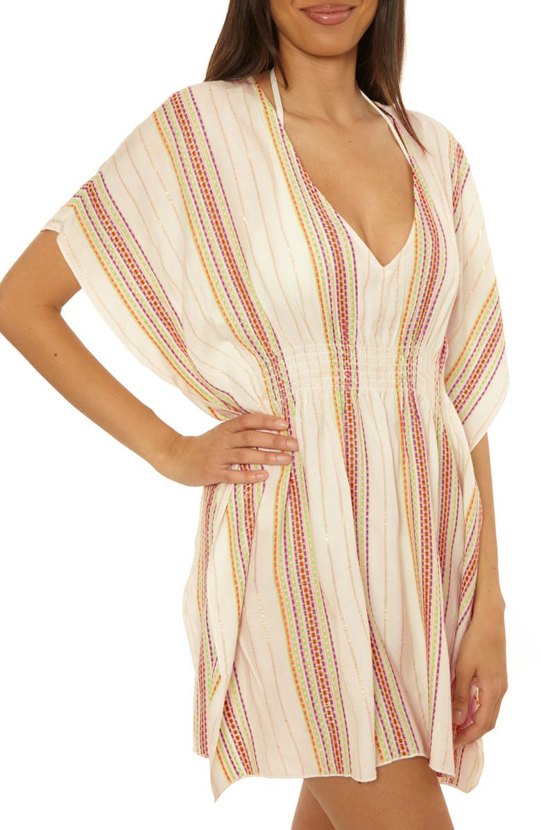 Becca Radiance Woven Cover-Up Tunic, Alternate, color, White/ Mul