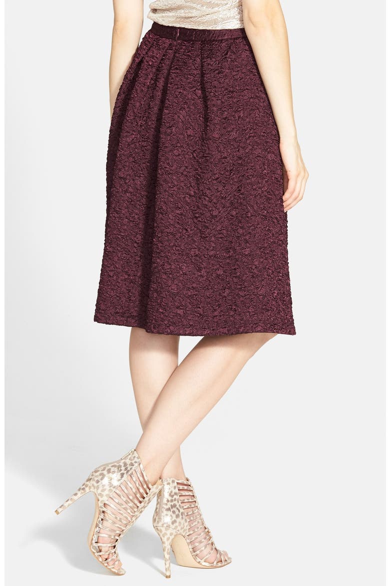 ASTR Textured Pleat Skirt, Alternate, color, DARK WINE