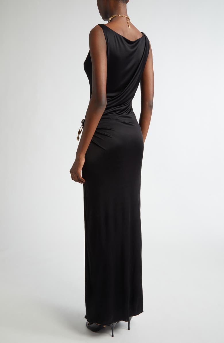Versace Safety Pin Gathered Jersey Gown, Alternate, color, 