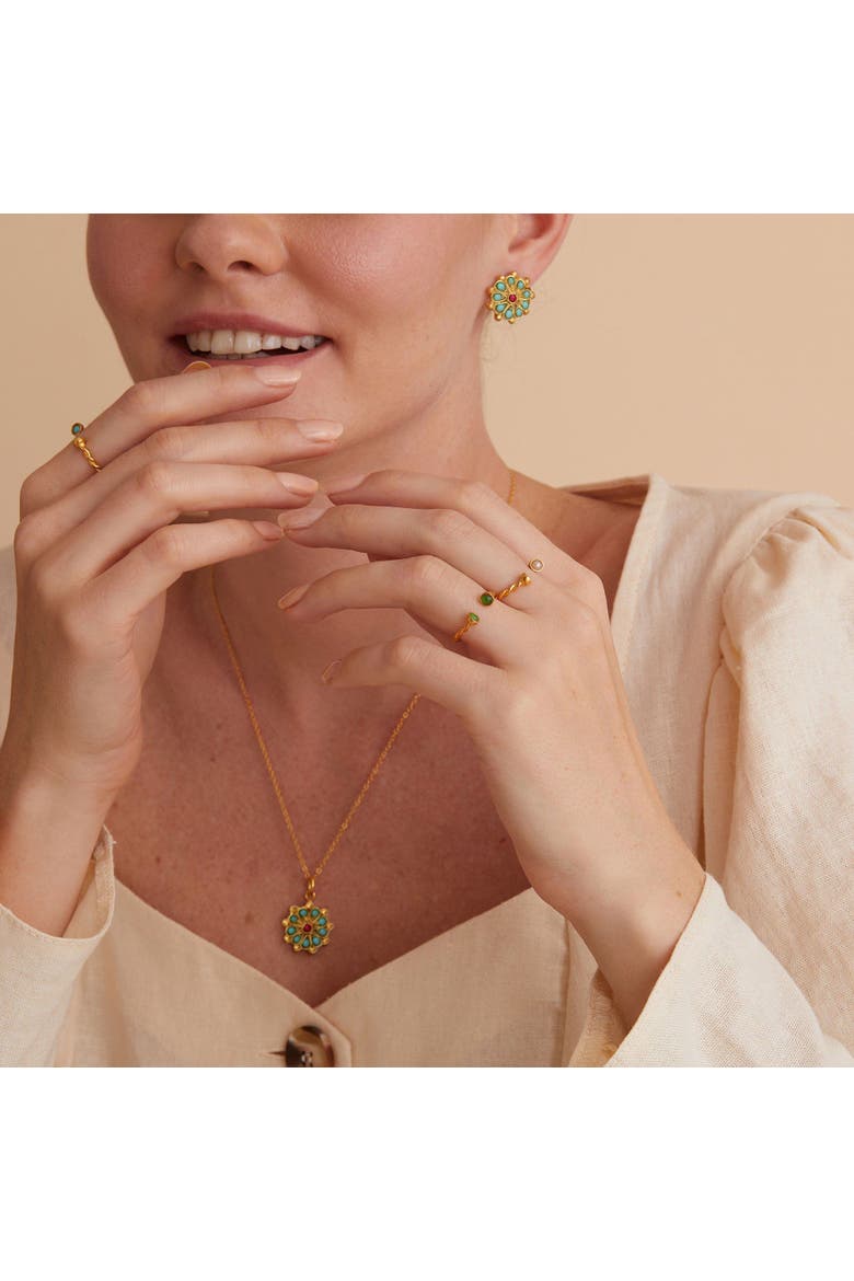 Beaded Pendant Necklace, Alternate, color, Brass