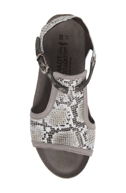 Naot Fiona Wedge Sandal In Grey Cobra Print Leather