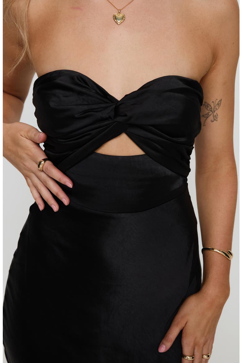 Ahna Cutout Detail Strapless Maxi Dress, Alternate, color, BLACK