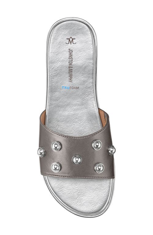 Johnston & Murphy Shayla Embellished Slide Sandal In Pewter Metallic Sheepskin