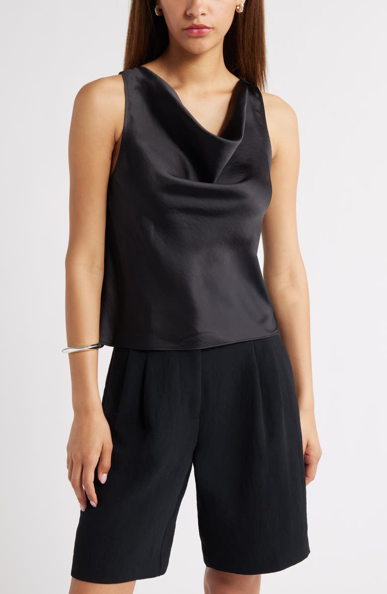 Open Edit Sleeveless Cowl Neck Satin Top, Main, color, 