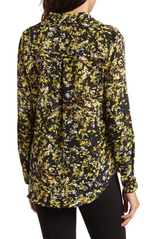 T Tahari Abstract Floral Button-up Blouse In Brown