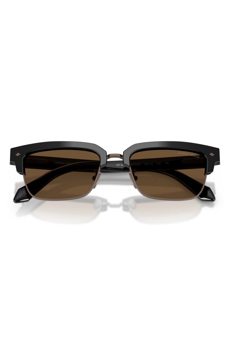 AX Armani Exchange 52mm Rectangular Sunglasses, Alternate, color, Black / Dark Brown