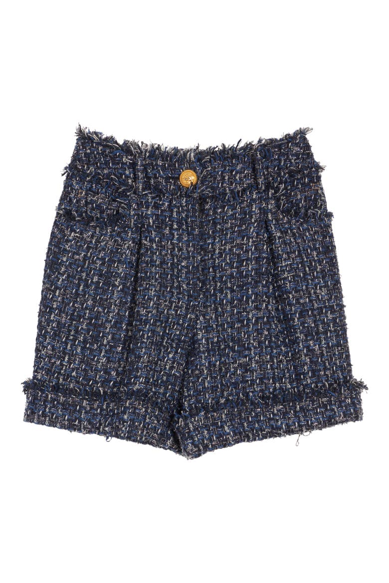 Pleated Tweed Shorts, Alternate, color, MULTI-BLUE