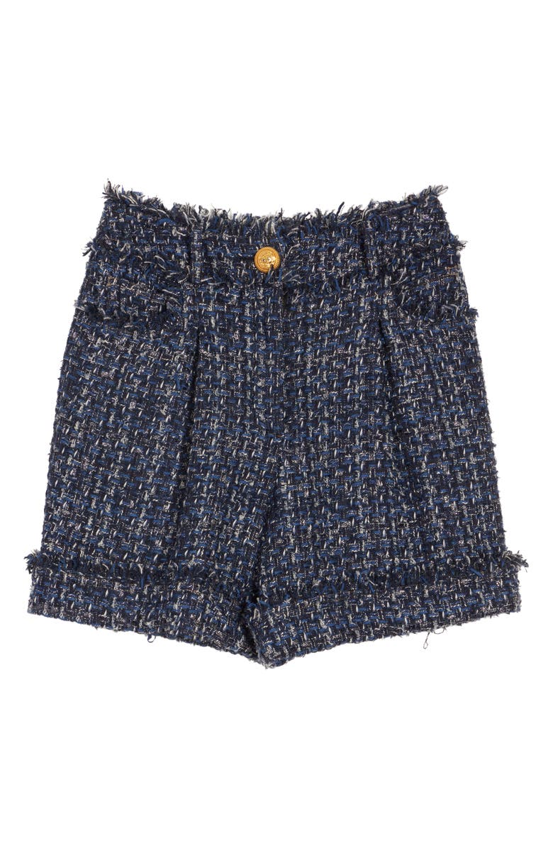 Balmain Pleated Tweed Shorts, Alternate, color,