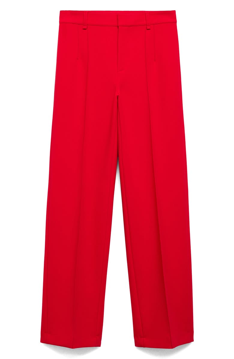 MANGO Decorative Seam Stretch Straight Leg Pants, Alternate, color, Red