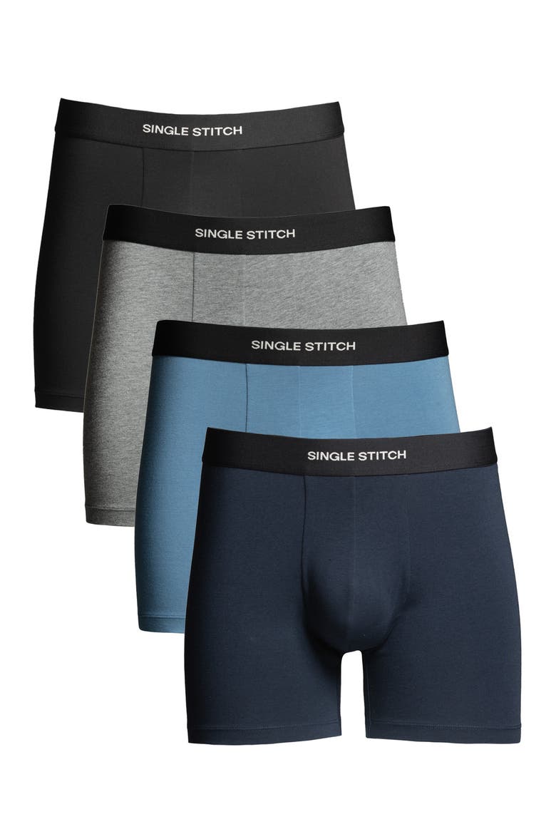 Cotton Modal Boxer Brief 4-Pack, Main, color, Black Blue Gray