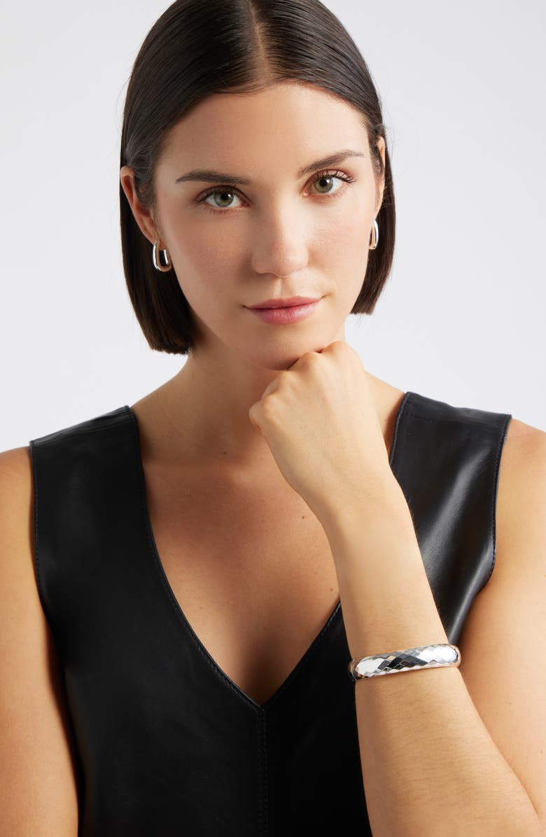 Nordstrom Hammered Hinge Bangle, Alternate, color, Silver