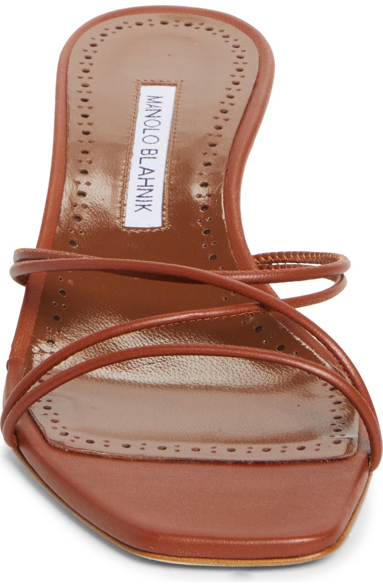 Manolo Blahnik Ninefemu Strappy Kitten Heel Slide Sandal, Alternate, color, Medium Brown