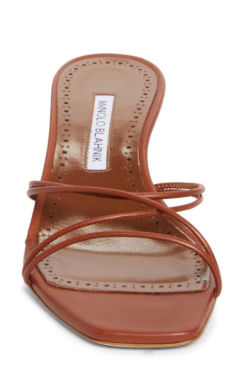 Manolo Blahnik Ninefemu Strappy Kitten Heel Slide Sandal
