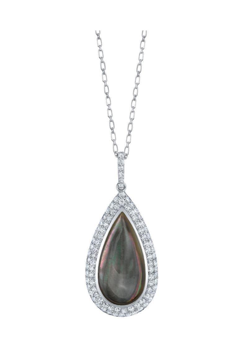 Black Mother of Pearl Cultured Pearl Pendant Necklace, Main, color, Black Mother of Pearl