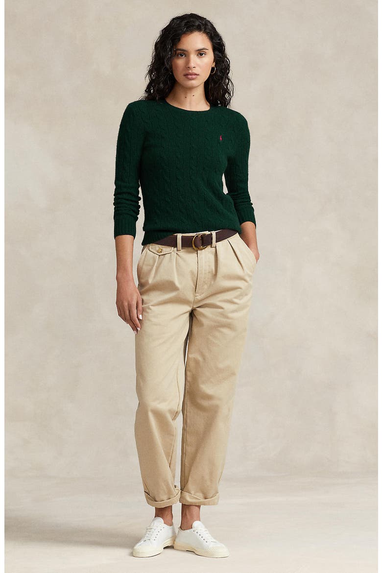 Julianna Wool & Cashmere Cable Stitch Sweater, Alternate, color, COLLEGE GREEN