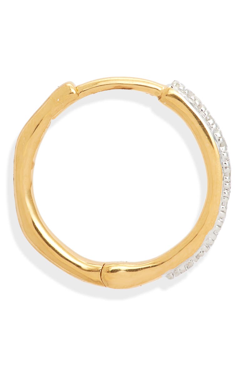 Small Riva Wave Diamond Hoop Earrings, Alternate, color, YELLOW GOLD