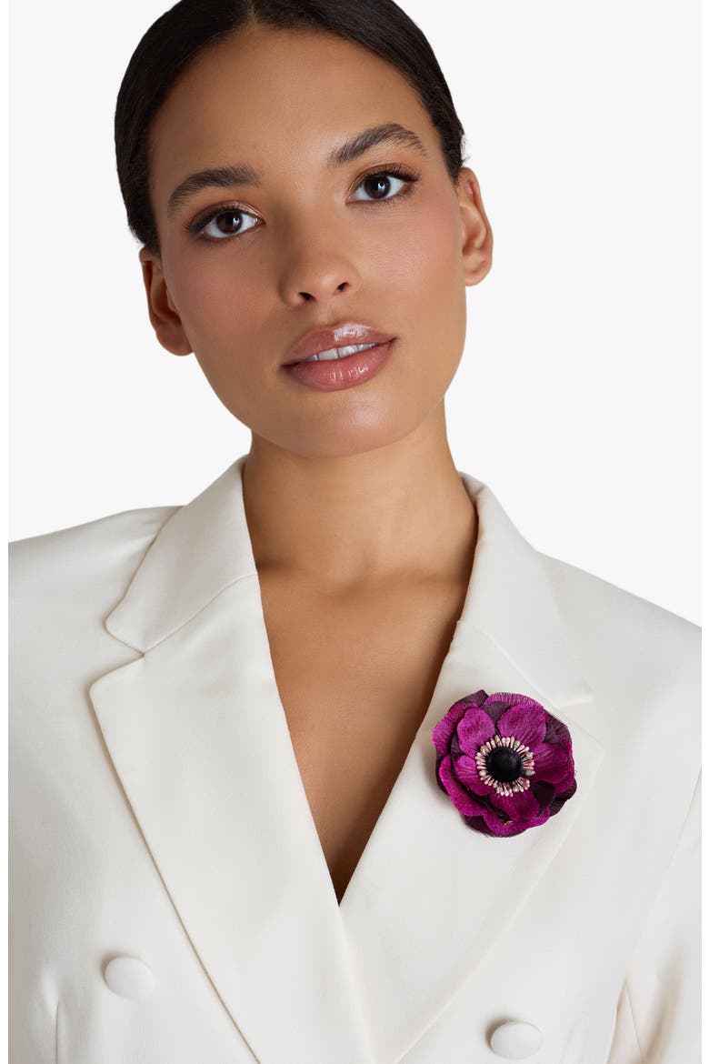 The Magenta Anemone Floral Brooch, Alternate, color, Magenta