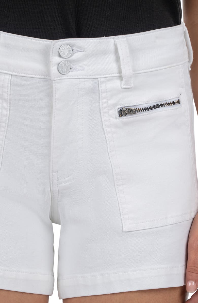 KUT from the Kloth Jane Zip Pocket High Waist Denim Shorts, Alternate, color, Optic White