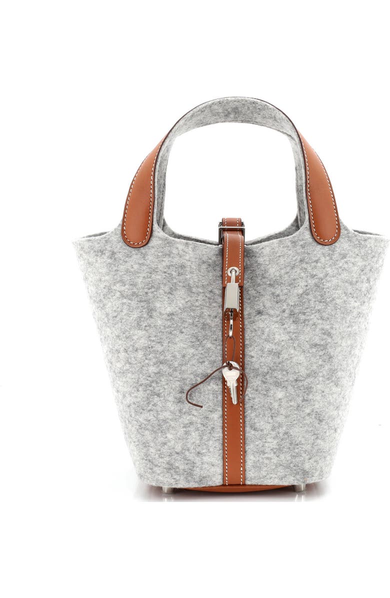 Pre-Owned Hermes Picotin Lock Bag Felt with Leather PM, Main, color, Gris Clair